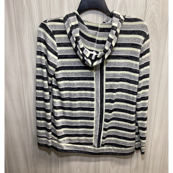 MARKET & SPRUCE Women's (Size S) Long Sleeve Hooded Shirt Striped Pockets - Picture 2 of 4